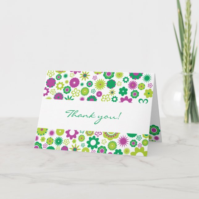 Cartão de Agradecimento Flores Felizes (Frente)