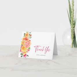 Cartão De Agradecimento Flores Festivas Brilhantes Citros Florais