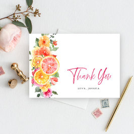 Cartão De Agradecimento Flores Festivas Brilhantes Citros Florais