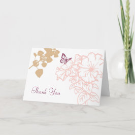 Cartão De Agradecimento Flores Ilustradas & Borboletas Casamento Agradecim