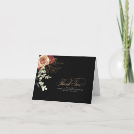 Cartão De Agradecimento Flores Laranja Queimadas Casamento Negro Obrigado