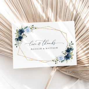 Cartão De Agradecimento Flores marinhos, Flores Azuis, Boho, Casamento Flo