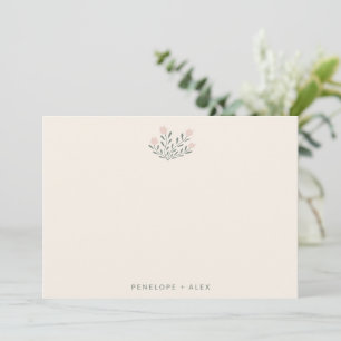 Cartão De Agradecimento Flores Minimalistas Folclóricas para Casamento Blu