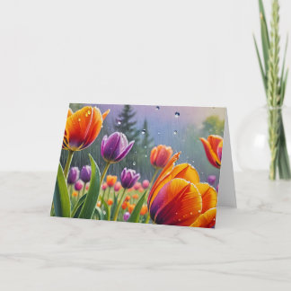 Cartão De Agradecimento Flores na chuva