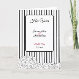 Cartão De Agradecimento Flores Pretas e Brancas com Listras Sua Placa de V