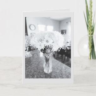 Cartão De Agradecimento Flores Pretas e Brancas da Placa de Saudação do va