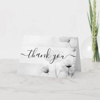 Cartão De Agradecimento Flores Pretas e Brancas Personalizadas de Agradeci