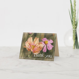 Cartão De Agradecimento Flores Retrô de Verão Cosmea