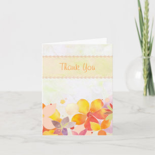 Cartão De Agradecimento Flores Românticas De Aquarela Casamento Obrigado