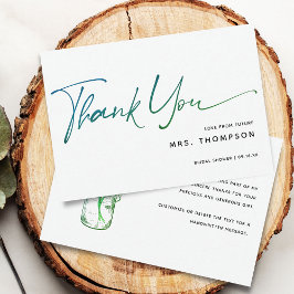 Cartão De Agradecimento Flores Românticas Rótulo Moderno Chá de Noiva