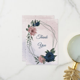Cartão De Agradecimento flores rosa e marinhos botânicas