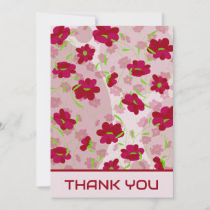 Cartão De Agradecimento Flores Rosa e Vermelha - Floral