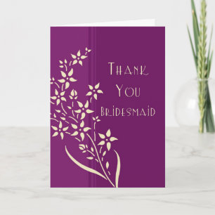 Cartão De Agradecimento Flores Roxas e Amarelas Obrigado Bridesmaid Card