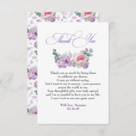 Cartão De Agradecimento Flores Roxas e Rosa Botânica Obrigado