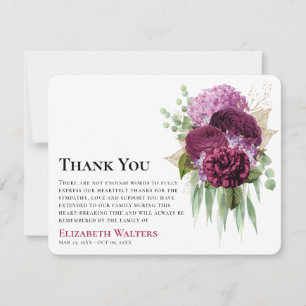 Cartão De Agradecimento Flores Roxas em Aquarela & Eucalipto Symapthy