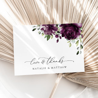 Cartão De Agradecimento Flores Roxas, Flores de Ameixa, Boho, Casamento Fl