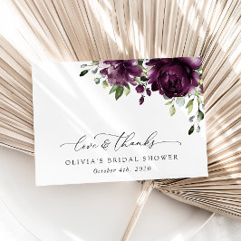 Cartão De Agradecimento Flores Roxas, Flores de ameixa, Boho, Chá de panel