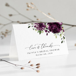 Cartão De Agradecimento Flores Roxas, Flores de ameixa, Boho, Chá de panel