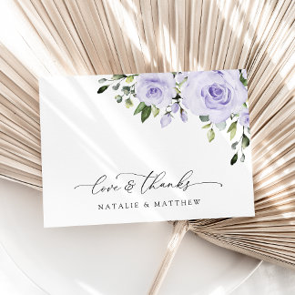Cartão De Agradecimento Flores Roxas, Flores de Lilás, Casamento Floral