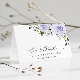 Cartão De Agradecimento Flores Roxas, Flores Lilás, Boho, Chá de fraldas