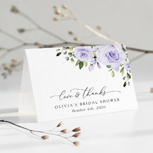 Cartão De Agradecimento Flores Roxas, Flores Lilás, Boho, Chá de panela