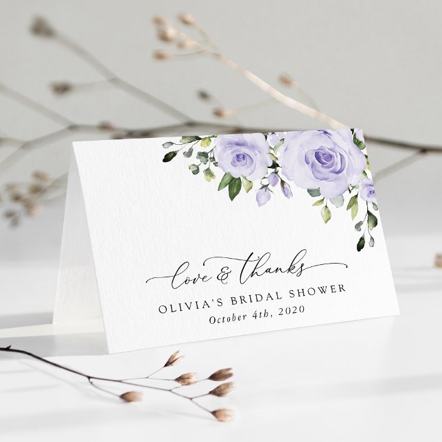 Cartão De Agradecimento Flores Roxas, Flores Lilás, Boho, Chá de panela (Criador carregado)