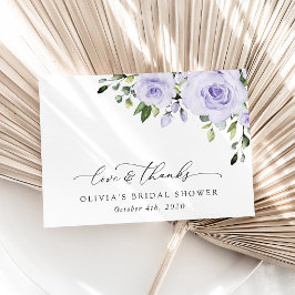 Cartão De Agradecimento Flores Roxas, Flores Lilás, Boho, Chá de panela