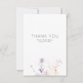 Cartão De Agradecimento Flores Roxas Maciças Pequenas Minimalistas Obrigad