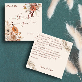 Cartão De Agradecimento Flores rústicas boêmias caprichosas de outono