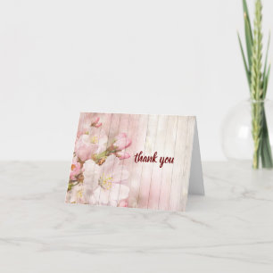 Cartão De Agradecimento Flores Rústicas   Flor de Cerejeira Rosa