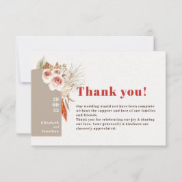Cartão De Agradecimento Flores secas de Boho, flores secas, terras arca