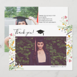 Cartão De Agradecimento Flores selvagens Boho Graduação Obrigado foto