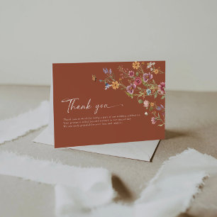 Cartão De Agradecimento Flores Selvagens De Casamento Flat Obrigado Cartõe