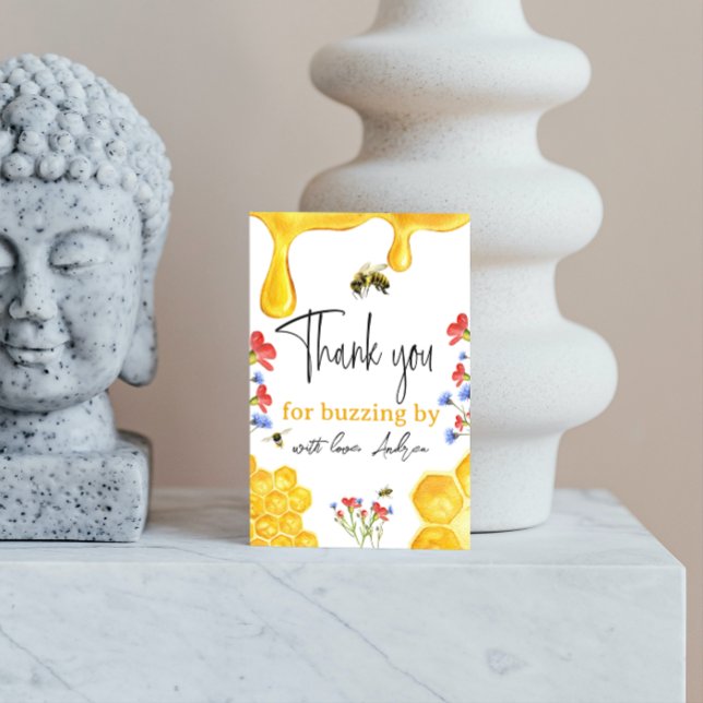 Cartão De Agradecimento Flores selvagens e Abelhas Amarelas Aquecedoras (Criador carregado)