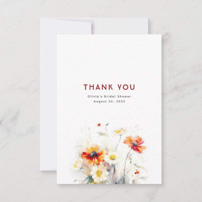 Cartão De Agradecimento Flores Selvagens Obrigado (Frente)