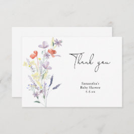 Cartão De Agradecimento Flores selvagens obrigado você chá de fraldas