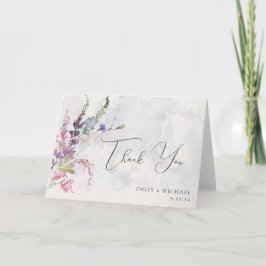 Cartão De Agradecimento Flores Selvagens Vibrantes Rosa Violeta Amarelo