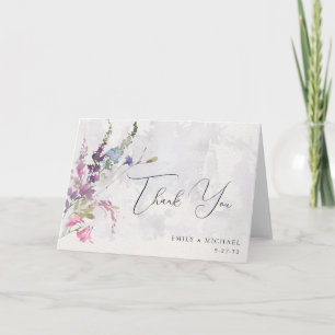 Cartão De Agradecimento Flores Selvagens Vibrantes Rosa Violeta Amarelo