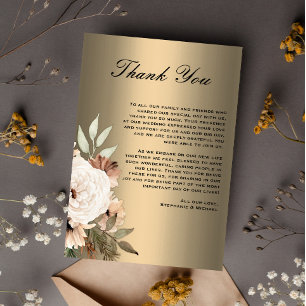 Cartão De Agradecimento Flores Silvestres Boho Elegantes em Dourado Obriga