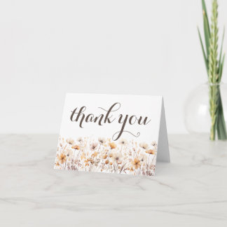 Cartão De Agradecimento Flores Silvestres de Aquarela de Outono