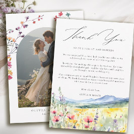 Cartão De Agradecimento Flores Silvestres de Prado de Montanha Casamento M