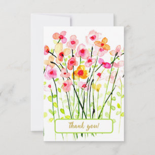 Cartão De Agradecimento Flores silvestres delicadas de aquarela. Obrigado!