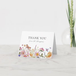 Cartão De Agradecimento Flores Silvestres e Borboletas Shower Obrigado