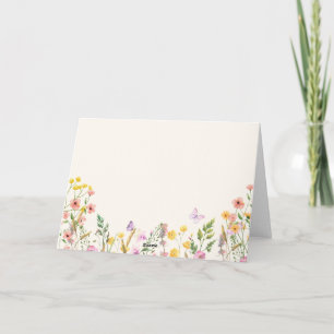 Cartão De Agradecimento Flores Silvestres em Flor Elegante Chá de Bebê de
