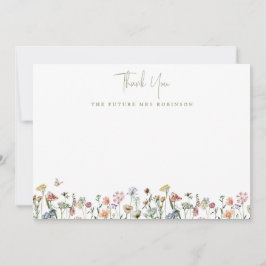 Cartão De Agradecimento Flores Silvestres Noivado Personalizado Senhora Fu