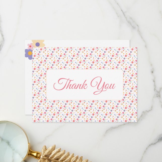 Cartão De Agradecimento Flores Simples (Frente/Verso In Situ)