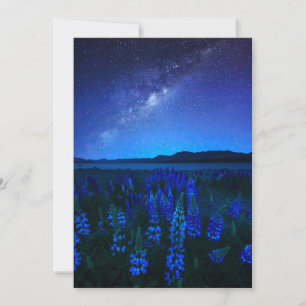Cartão De Agradecimento Flores Tremoço no lago noturno Tekapo