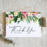 Cartão De Agradecimento Flores Tropicais e Verão Verde - Aniversário<br><div class="desc">Envie obrigados com este cartões de agradecimentos tropical personalizável. Apresenta uma terra de cor d'água de plumeria, hibisco, palmeiras e outras culturas tropicais e flores. Personalize adicionando seus detalhes. Este cartões de agradecimentos tropical é perfeito para chás de fraldas de verão, graduações, aniversários e muito mais. Itens correspondentes estão disponíveis....</div>