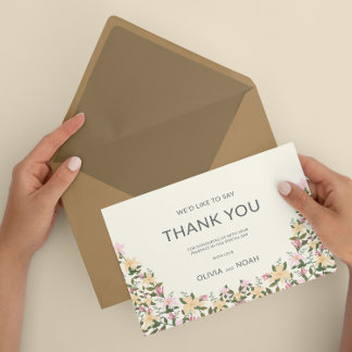 Cartão De Agradecimento Flores tropicales bohemio clásico boda