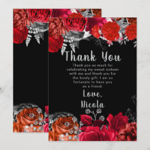 Flores Vermelhas e Prateadas Elegantes Sweet Sixte